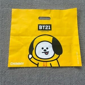 NEW Line Friends x BT21 BTS Chimmy and Shooky Yellow Plastic Shopping Bag